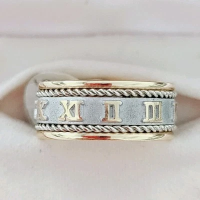 Anillo banda bicolor sólido 14K 5,8 gramos tamaño 4,25  Foto 1 de 4