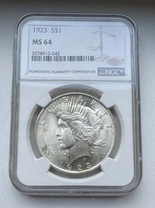 1923 Peace Dollar NGC - MS64 - INV#7203 - Picture 1 of 2