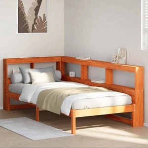 vidaXL Bed met boekenkast zonder matras grenenhout wasbruin 75x190 cm bed - Afbeelding 1 van 48