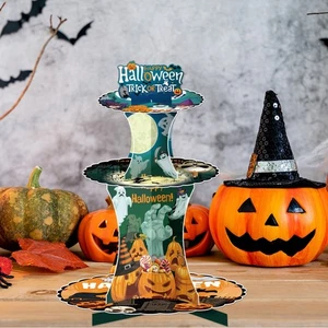 For Halloween Party 3 Tier Cupcake Stand Paper Dessert Tray Large Capacity - Photo 1/12