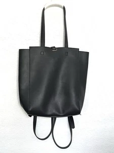 STREET LEVEL Black Backpack Convertible Tote Carryall PU Leather Purse - Picture 1 of 12
