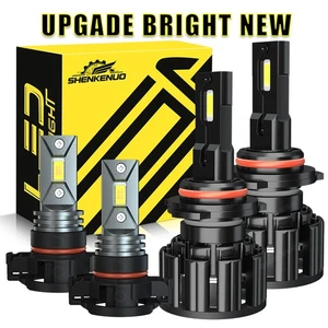 LED Headlights 9012 Fog Lights 5202 6000K Bulb Kit for GMC Sierra 1500 2014 2015 - Picture 1 of 18