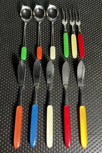 10er Set ~ Vintage Mid Century Modern Hors D'oeuvre 3 VÖGEL ~ PERLMUTT ~ - Bild 1 von 6