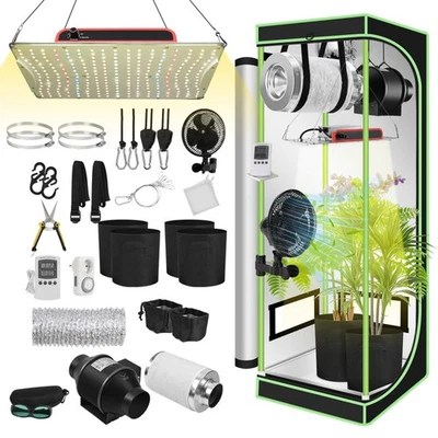 Growbox Growse Gewächshaus Indoor Komplettset Pflanzenzelt LED 100~240W Tent - Bild 1 von 4