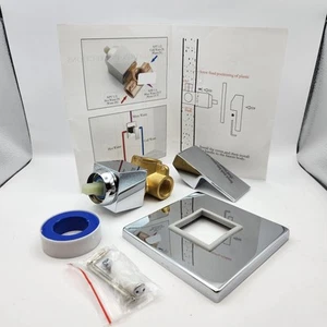 Válvula de ducha cuadrada de una sola función NUEVO kit de ajuste de cromo pulido latón áspero - Imagen 1 de 4