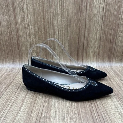 Zapatos planos sin cordones Sam Edelman para mujer talla 7,5 M Rini adornados de gamuza negra Foto 1 de 4