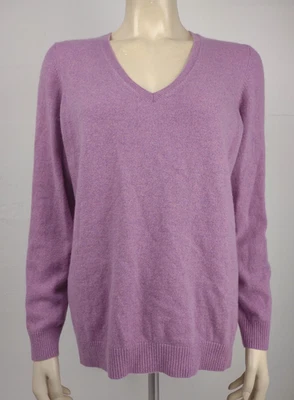 L.L. Bean light purple 100% Cashmere V-Neck pullover sweater ladies XL X-Large - Image 1 of 4