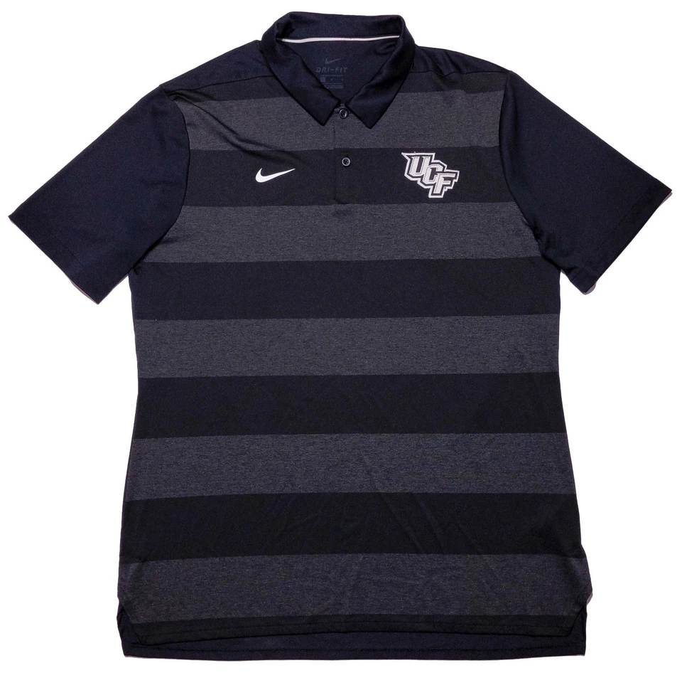 NIKE UCF Knights Short Sleeve Performance Polo Shirts Black Gray Striped Large L - Image 1 of 4