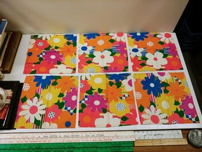 Mantel individual vintage años 60 mod psicodélico neón hippie flower power servilletas toalla de plato Foto 1 de 4