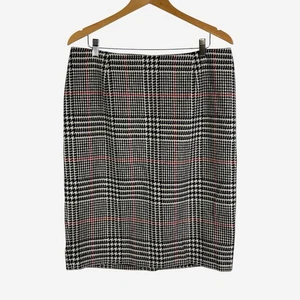 Talbots Houndstooth Wool Blend Pencil Skirt Size 14W Lined Back Zip Vent NEW - Picture 1 of 10