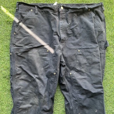 Vintage Carhartt black double knee work wear carpenter pants B01 bLK 42x30 - Image 1 of 4