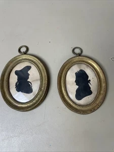 2 antiche SILHOUETTE primi '800 in cornici d'epoca INGHILTERRA - Foto 1 di 22