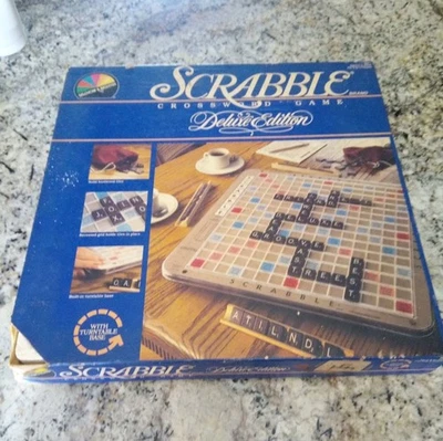 Vintage Scrabble Deluxe Edition with Turntable Base Crossword Game Tiles 1987 - Image 1 of 4