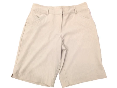 Pantalones Cortos de Golf Nike Para Mujer L Beige Dri-Fit Rayas Rendimiento Atlético Elástico Foto 1 de 4