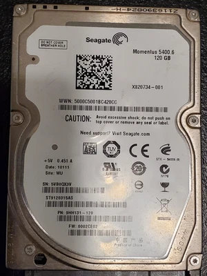 Seagate 120GB Momentus 5400.6  ST9120315AS 2.5" SATA  Hard Drive W/ Disk Report - Image 1 of 3
