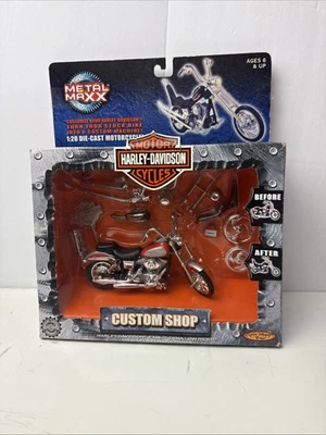 Harley Davidson Red FXDL Dyna Low Rider 1/20 Metal Max Diecast Bike Custom Shop  - Image 1 of 4