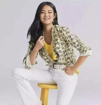 Chaqueta Camisa CAbi Providence Amarillo y Gris Estampado Leopardo Talla M Nueva Sin Etiquetas Foto 1 de 4