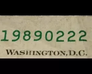 1989/ 02/22 Birthday Anniversary Note $1 One Dollar Bill Fancy Serial Number - Picture 1 of 3
