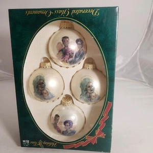 VTG Christmas By Krebs Glass Christmas 4 Ornaments African Angels Nativity RARE - Picture 1 of 7