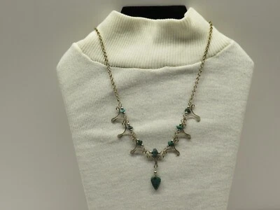 Peruvian Oval Turquoise Chrysocolla Gem with Chipped Stone Jewelry  Necklace - Изображение 1 из 4