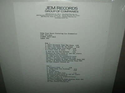 Foreigner Lou Gramm LOU GRAMMATICO Poor Heart SEALED New TEST PRESSING Vinyl LP - Image 1 of 4