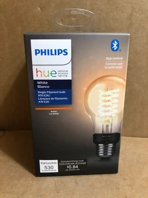 Philips Hue Amber Dimmable Filament A19/E26 Smart Edison Vintage 40W LED Bulb ** - Image 1 of 4