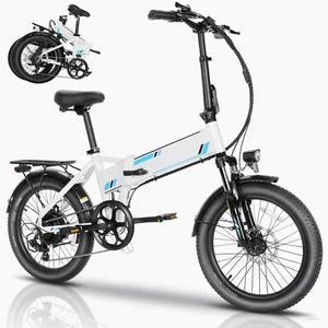 20" Fat Tire EBike 500W 48V Electric Bike Commuting Bicycle E-Folding Bike White - Picture 1 of 13