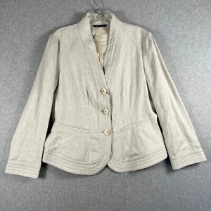Giorgio Armani Blazer Womens 48 IT 12 US Ivory 3 Button 100% Linen NWT Flaw - Picture 1 of 24