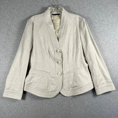 Giorgio Armani Blazer Womens 48 IT 12 US Ivory 3 Button 100% Linen NWT Flaw - Image 1 of 4