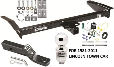 Trailer Tow Hitch For 81-11 Lincoln Town Car Complete PKG w/ Wiring and 2" Ball - Image 1 of 4