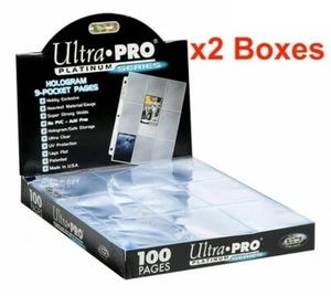 2 x BOX OF 100 ULTRA PRO PLATINUM 9 POCKET CARD SLEEVES PAGES AFL POKEMON 200 - Picture 1 of 3