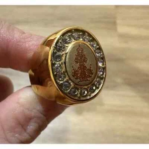 Ring Wessuwan Giant God Gold Micron 18k Gems Talisman Thai Buddha Amulet size 11 - Picture 1 of 2
