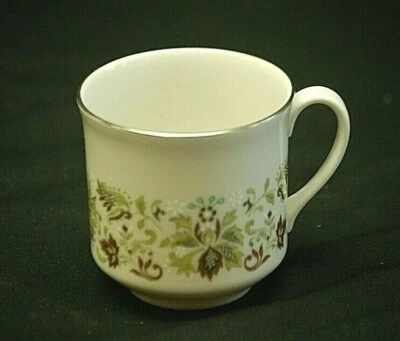 Vanity Fair by Royal Doulton 3" Flat Coffee Cup Green Leaves & Scrolls TC1043 - Image 1 of 3