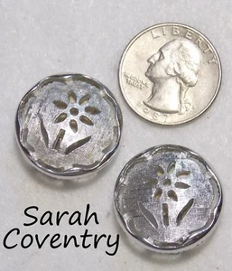 Vintage Signed SARAH COV Pat Pend Clip Earrings 1960 SILHOUETTE CutOut Flower 1" - Picture 1 of 2