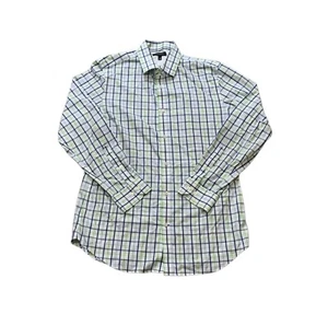 Banana Republic Dress Shirt Mens Large Non Iron Tailored Slim Fit White Check - Picture 1 of 12