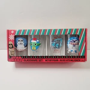 Disney Star Wars Set Of 4 Glasses 16 OZ - Picture 1 of 8