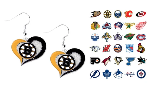 NHL Swirl Heart Earrings - Choose Your Team Cover