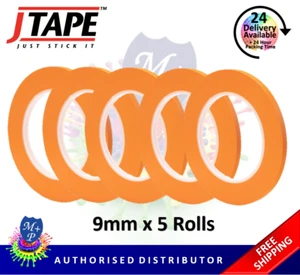 5 X J Tape Fine Line Orange Masking Tape Detailing Heat Resistant 9mm x 55m - Picture 1 of 3