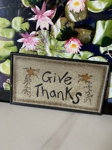 Letrero de Metal Pequeño Día de Acción de Gracias "Da gracias" Otoño Otoño Pavo 9"x5" - Imagen 1 de 6