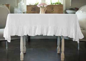 Juego de 5 piezas mantel de mesa 100 % algodón egipcio con volantes - Imagen 1 de 16