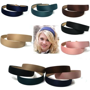 3cm Wide Fabric Alice Headband Ladies Wide Hair Head Band 12 Colours Satin - Picture 1 of 23