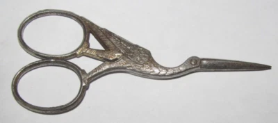 Vintage, Heron Crane Stork Bird Sewing Embroidery Silver Tone Scissors Germany - Image 1 of 4