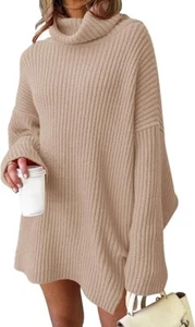 ┥ LILLUSORY Mujer Cuello de Tortuga Gran Tamaño Mangas Ala de Murciélago Acantanado Vestido XXL 🙂 - Imagen 1 de 6