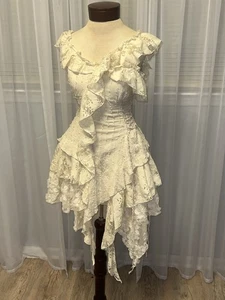 Dark In Love Gothic Steampunk Lace Mini Dress - Size Small - Off White - Picture 1 of 3