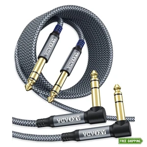 TRS Stereo Cable 1/4 Inch 10ft Black (2-Pack) - Picture 1 of 7