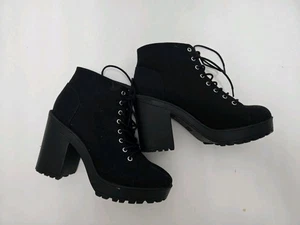 Botas al tobillo gruesas de lona negras para mujer DIVIDED H&M plataforma talla 41 - Imagen 1 de 4