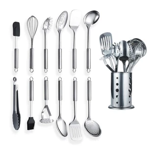 Cooking Utensil Set 13 Piece Stainless Steel Kitchen Tool Set with Holder, In... - Picture 1 of 7