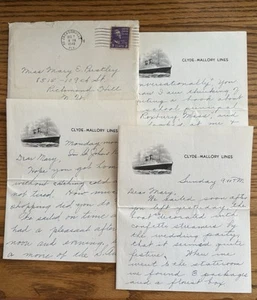 1940 Clyde - Mallory Steamship Lines Hand Written Letter On-Board Stationary Vtg - Picture 1 of 3