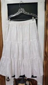 Womans st johns Bay long white eyelet maxi skirt size medium - Picture 1 of 6