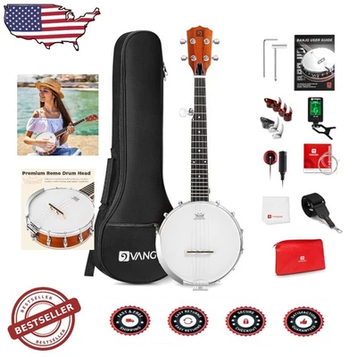 Mahogany 5-String Travel Banjo, 26 Inch, Beginner Kit, Remo Head Included - Image 1 of 4